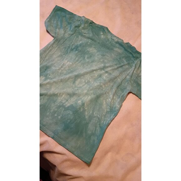 The Mountain Cat Print Green Tie-Dye T-Shirt Jerzees HiDensi-T Gildan L - Picture 6 of 6